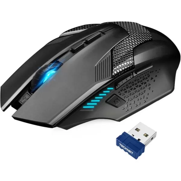 TECKNET Wireless Mouse USB Cordless Computer Mouse with 8 Buttons Ergonomic Design HighPrecision 5 Adjustable DPI for PCMacLaptopBlack blue