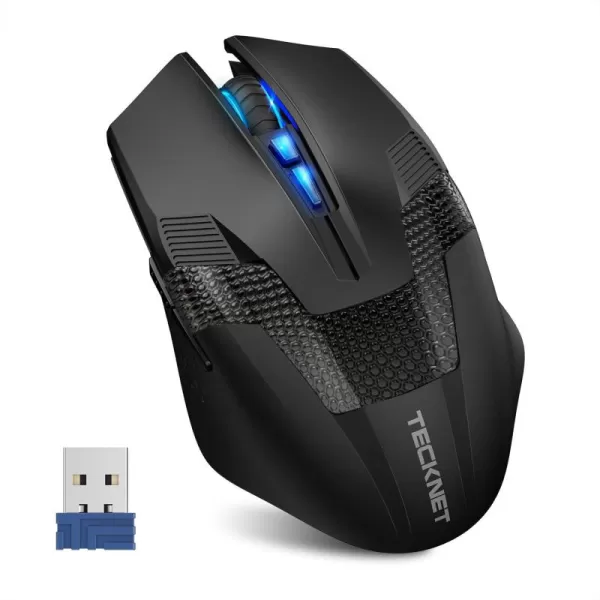 TECKNET Wireless Mouse USB Cordless Computer Mouse with 8 Buttons Ergonomic Design HighPrecision 5 Adjustable DPI for PCMacLaptopGRAY