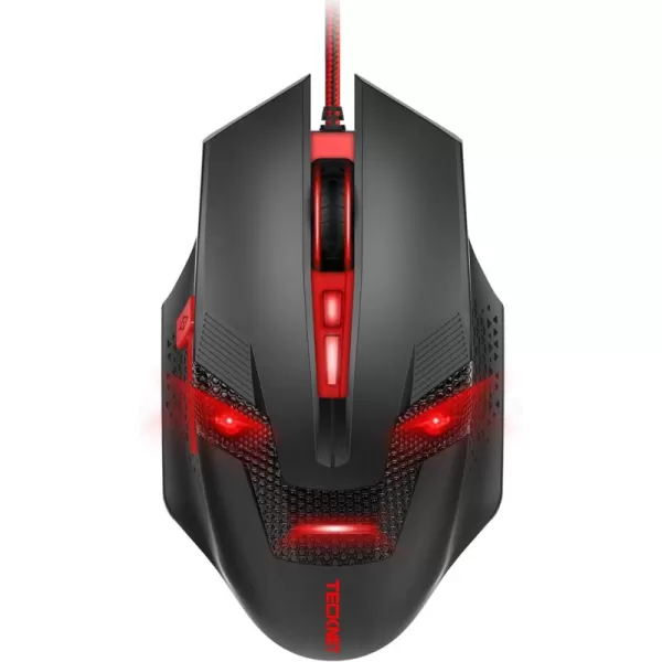 TECKNET Wireless Mouse USB Cordless Computer Mouse with 8 Buttons Ergonomic Design HighPrecision 5 Adjustable DPI for PCMacLaptopRed