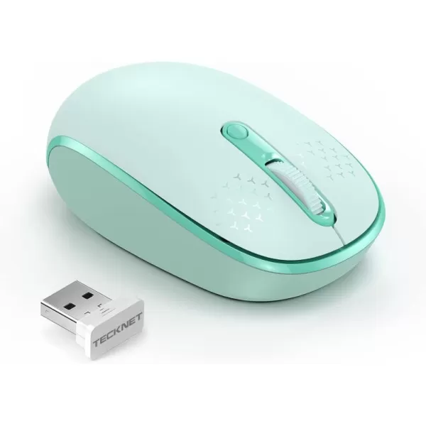 TECKNET Wireless Mouse for Laptop 24G Quiet Computer Mouse with USB Receiver 4 Buttons Portable Cordless Mice for Chromebook Laptop PC Mac 80012001600 DPI  Mint GreenMint Green
