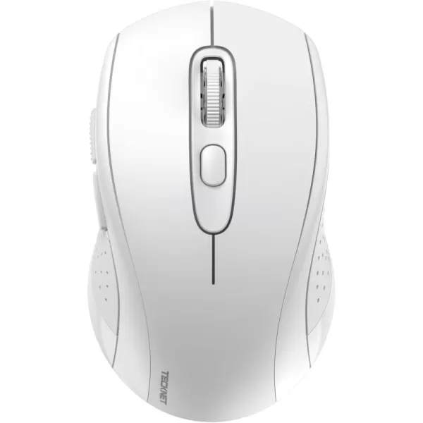 TECKNET Wireless Mouse for Laptop 24G Wireless Computer Mouse 5Level Adjustable 4800 DPI Silent Mouse with Receiver ampamp 6 Buttons 18 Months Battery Life USB Portable Mouse for Mac ChromebookWhite