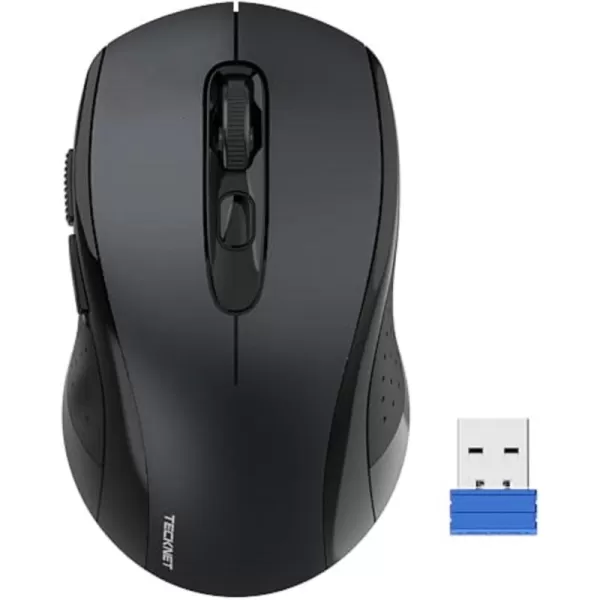 TECKNET Wireless Mouse for Laptop 24G Wireless Computer Mouse 5Level Adjustable 4800 DPI Silent Mouse with Receiver ampamp 6 Buttons 18 Months Battery Life USB Portable Mouse for Mac ChromebookDark Grey