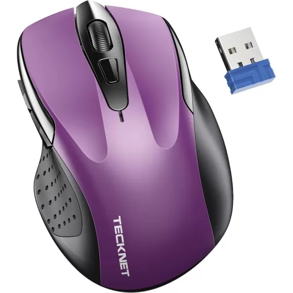 TECKNET Wireless Mouse for Laptop Silent Mouse Quiet Click 24G USB Optical Mouse for Computer 6 Adjustable 4000 DPI Computer Mice  PurplePurple
