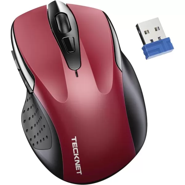 TECKNET Wireless Mouse for Laptop Silent Mouse Quiet Click 24G USB Optical Mouse for Computer 6 Adjustable 4000 DPI Computer Mice  PurpleRed
