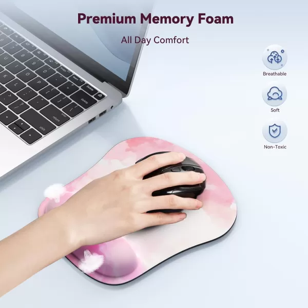 TECKNET 2 Pack Mouse Pad with Wrist Support Ergonomic Gaming Mouse Pad Pain Relief Portable Comfortable Mousepad for Computer Laptop Office Home NonSlip Base Waterproof Surface  PinkPink white
