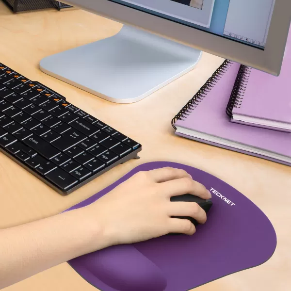 TECKNET 2 Pack Mouse Pad with Wrist Support Ergonomic Gaming Mouse Pad Pain Relief Portable Comfortable Mousepad for Computer Laptop Office Home NonSlip Base Waterproof Surface  PinkPurple