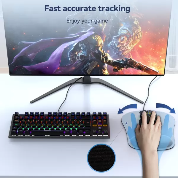 TECKNET 2 Pack Mouse Pad with Wrist Support Ergonomic Gaming Mouse Pad Pain Relief Portable Comfortable Mousepad for Computer Laptop Office Home NonSlip Base Waterproof Surface  PinkBlue Gray
