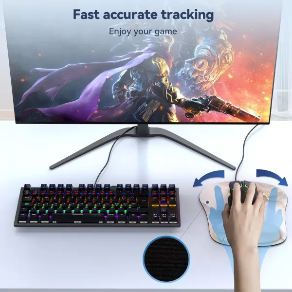 TECKNET 2 Pack Mouse Pad with Wrist Support Ergonomic Gaming Mouse Pad Pain Relief Portable Comfortable Mousepad for Computer Laptop Office Home NonSlip Base Waterproof Surface  PinkMarble White
