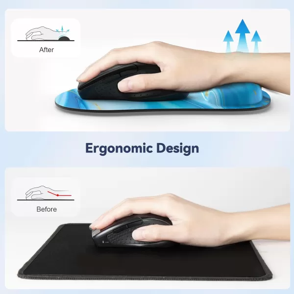 TECKNET 2 Pack Mouse Pad with Wrist Support Ergonomic Gaming Mouse Pad Pain Relief Portable Comfortable Mousepad for Computer Laptop Office Home NonSlip Base Waterproof Surface  PinkLight Blue