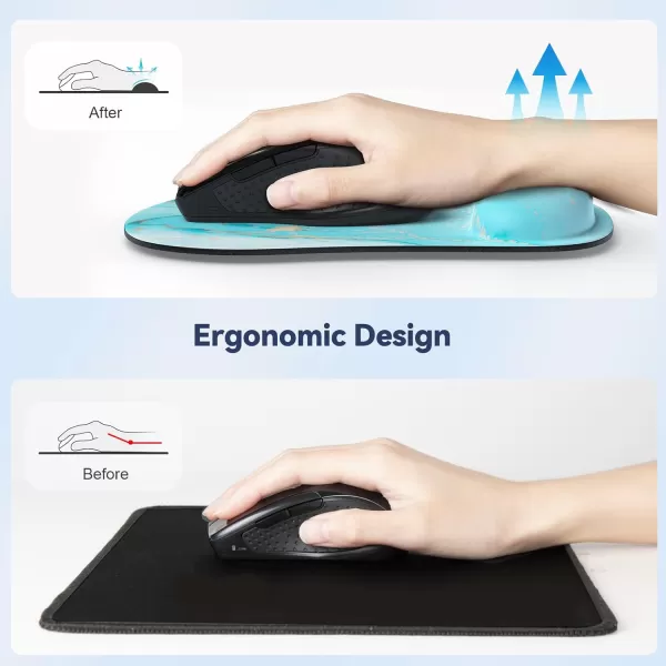 TECKNET 2 Pack Mouse Pad with Wrist Support Ergonomic Gaming Mouse Pad Pain Relief Portable Comfortable Mousepad for Computer Laptop Office Home NonSlip Base Waterproof Surface  PinkBlue Gold