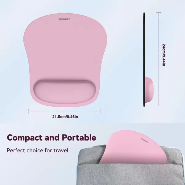 TECKNET 2 Pack Mouse Pad with Wrist Support Ergonomic Gaming Mouse Pad Pain Relief Portable Comfortable Mousepad for Computer Laptop Office Home NonSlip Base Waterproof Surface  PinkPink