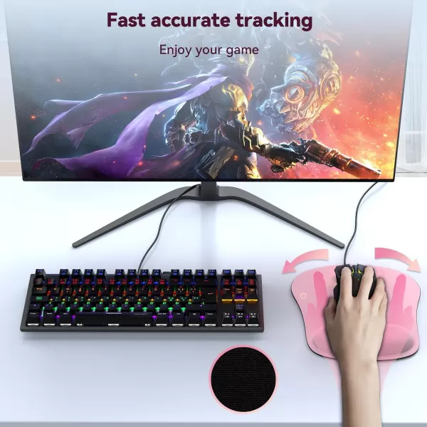 TECKNET 2 Pack Mouse Pad with Wrist Support Ergonomic Gaming Mouse Pad Pain Relief Portable Comfortable Mousepad for Computer Laptop Office Home NonSlip Base Waterproof Surface  PinkPink