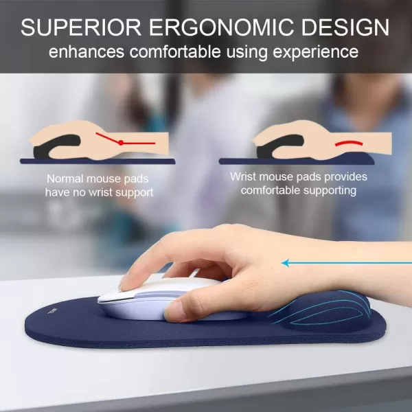 TECKNET 2 Pack Mouse Pad with Wrist Support Ergonomic Gaming Mouse Pad Pain Relief Portable Comfortable Mousepad for Computer Laptop Office Home NonSlip Base Waterproof Surface  PinkBlue