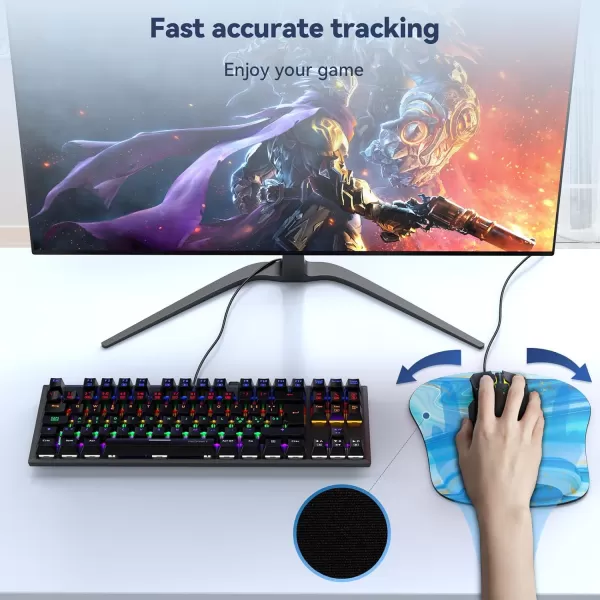 TECKNET 2 Pack Mouse Pad with Wrist Support Ergonomic Gaming Mouse Pad Pain Relief Portable Comfortable Mousepad for Computer Laptop Office Home NonSlip Base Waterproof Surface  PinkLight Blue