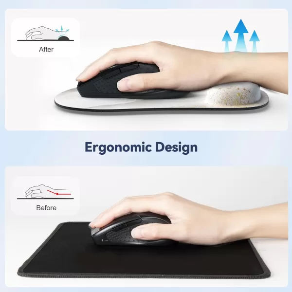 TECKNET 2 Pack Mouse Pad with Wrist Support Ergonomic Gaming Mouse Pad Pain Relief Portable Comfortable Mousepad for Computer Laptop Office Home NonSlip Base Waterproof Surface  PinkMarble White