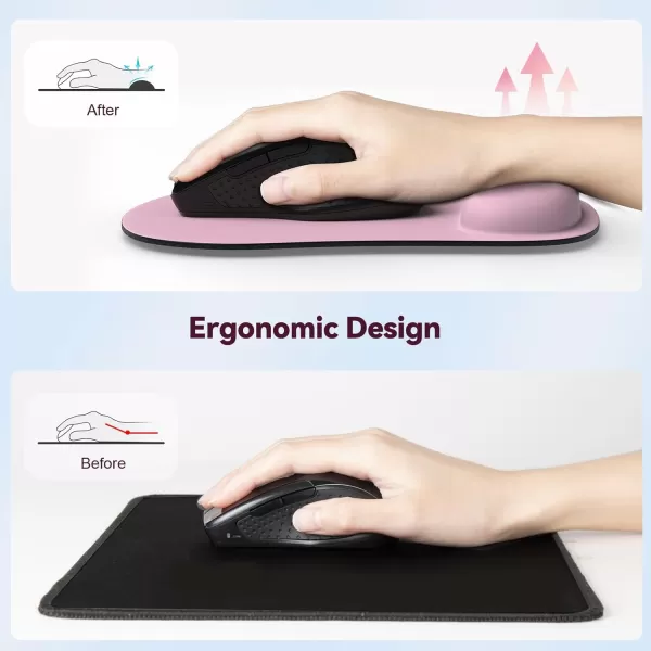 TECKNET 2 Pack Mouse Pad with Wrist Support Ergonomic Gaming Mouse Pad Pain Relief Portable Comfortable Mousepad for Computer Laptop Office Home NonSlip Base Waterproof Surface  PinkPink