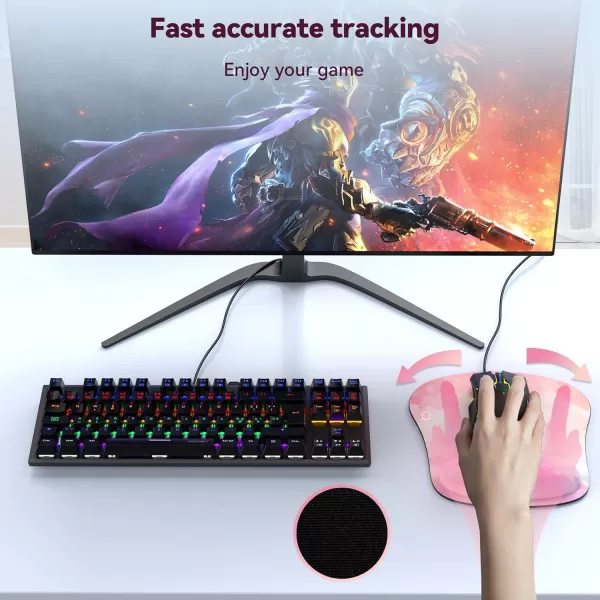 TECKNET 2 Pack Mouse Pad with Wrist Support Ergonomic Gaming Mouse Pad Pain Relief Portable Comfortable Mousepad for Computer Laptop Office Home NonSlip Base Waterproof Surface  PinkPink white