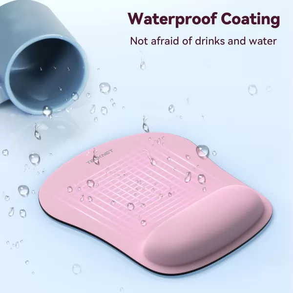 TECKNET 2 Pack Mouse Pad with Wrist Support Ergonomic Gaming Mouse Pad Pain Relief Portable Comfortable Mousepad for Computer Laptop Office Home NonSlip Base Waterproof Surface  PinkPink