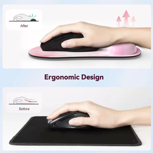 TECKNET 2 Pack Mouse Pad with Wrist Support Ergonomic Gaming Mouse Pad Pain Relief Portable Comfortable Mousepad for Computer Laptop Office Home NonSlip Base Waterproof Surface  PinkPink white