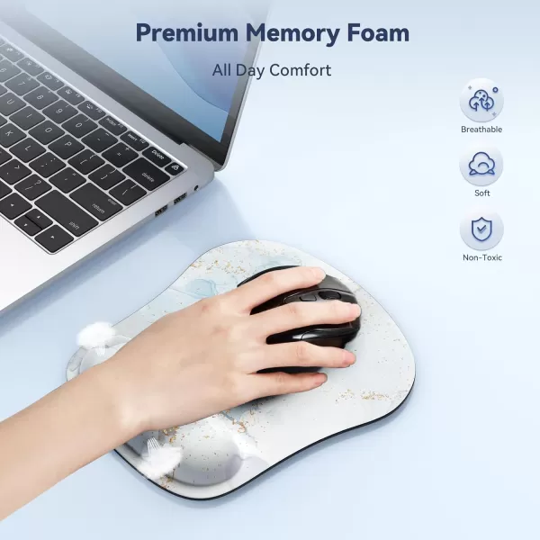 TECKNET 2 Pack Mouse Pad with Wrist Support Ergonomic Gaming Mouse Pad Pain Relief Portable Comfortable Mousepad for Computer Laptop Office Home NonSlip Base Waterproof Surface  PinkMarble Blue