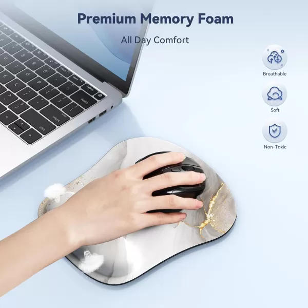 TECKNET 2 Pack Mouse Pad with Wrist Support Ergonomic Gaming Mouse Pad Pain Relief Portable Comfortable Mousepad for Computer Laptop Office Home NonSlip Base Waterproof Surface  PinkMarble White