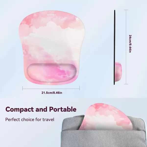 TECKNET 2 Pack Mouse Pad with Wrist Support Ergonomic Gaming Mouse Pad Pain Relief Portable Comfortable Mousepad for Computer Laptop Office Home NonSlip Base Waterproof Surface  PinkPink white
