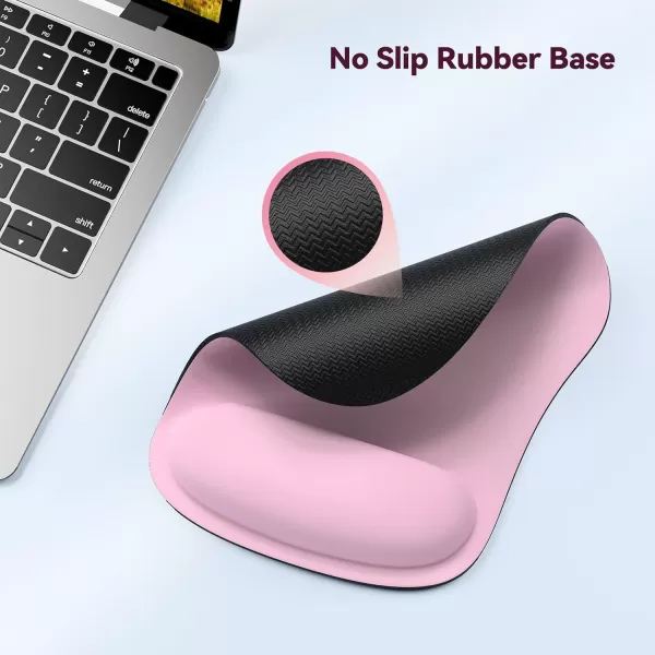 TECKNET 2 Pack Mouse Pad with Wrist Support Ergonomic Gaming Mouse Pad Pain Relief Portable Comfortable Mousepad for Computer Laptop Office Home NonSlip Base Waterproof Surface  Pink2 Pack
