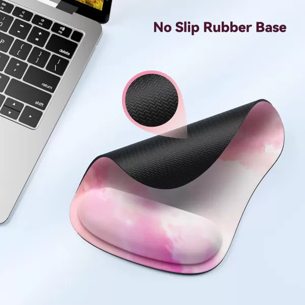 TECKNET 2 Pack Mouse Pad with Wrist Support Ergonomic Gaming Mouse Pad Pain Relief Portable Comfortable Mousepad for Computer Laptop Office Home NonSlip Base Waterproof Surface  PinkPink white