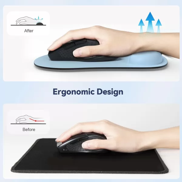TECKNET 2 Pack Mouse Pad with Wrist Support Ergonomic Gaming Mouse Pad Pain Relief Portable Comfortable Mousepad for Computer Laptop Office Home NonSlip Base Waterproof Surface  PinkBlue Gray