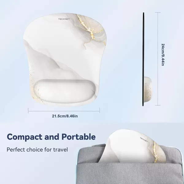 TECKNET 2 Pack Mouse Pad with Wrist Support Ergonomic Gaming Mouse Pad Pain Relief Portable Comfortable Mousepad for Computer Laptop Office Home NonSlip Base Waterproof Surface  PinkMarble White