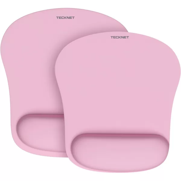 TECKNET 2 Pack Mouse Pad with Wrist Support Ergonomic Gaming Mouse Pad Pain Relief Portable Comfortable Mousepad for Computer Laptop Office Home NonSlip Base Waterproof Surface  Pink2 Pack