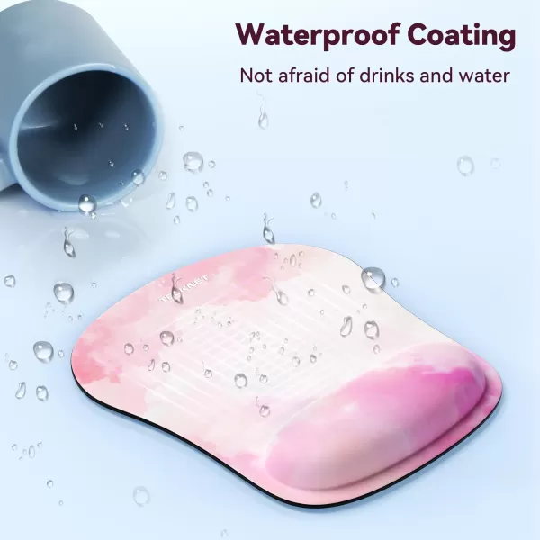 TECKNET 2 Pack Mouse Pad with Wrist Support Ergonomic Gaming Mouse Pad Pain Relief Portable Comfortable Mousepad for Computer Laptop Office Home NonSlip Base Waterproof Surface  PinkPink white