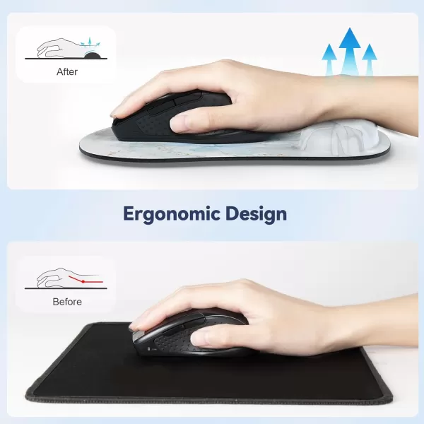 TECKNET 2 Pack Mouse Pad with Wrist Support Ergonomic Gaming Mouse Pad Pain Relief Portable Comfortable Mousepad for Computer Laptop Office Home NonSlip Base Waterproof Surface  PinkMarble Blue