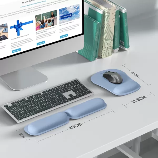 TECKNET Keyboard Wrist Rest and Mouse Pad with Wrist Support Memory Foam Set for ComputerLaptopMac Lightweight for Easy Typing ampamp Pain Relief Ergonomic Mousepad PinkMorandi Blue