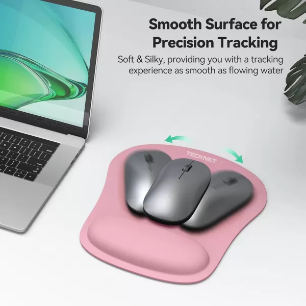TECKNET Keyboard Wrist Rest and Mouse Pad with Wrist Support Memory Foam Set for ComputerLaptopMac Lightweight for Easy Typing ampamp Pain Relief Ergonomic Mousepad PinkMorandi Pink
