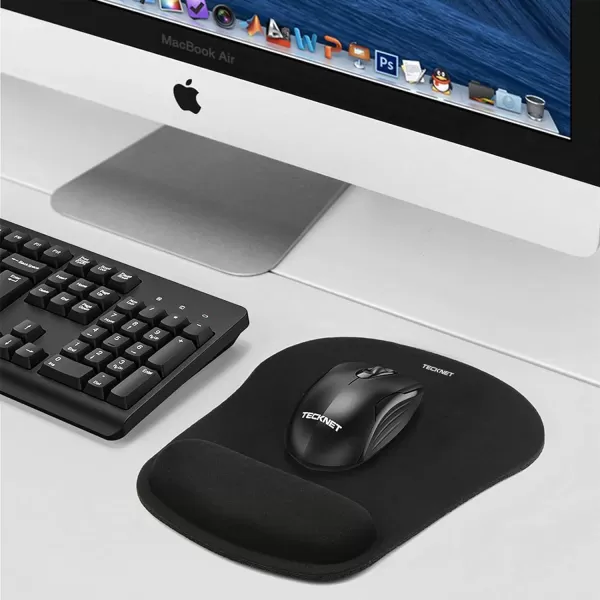 TECKNET Keyboard Wrist Rest and Mouse Pad with Wrist Support Memory Foam Set for ComputerLaptopMac Lightweight for Easy Typing ampamp Pain Relief Ergonomic Mousepad PinkDark Black