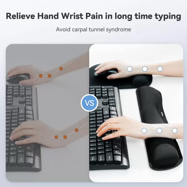 TECKNET Keyboard Wrist Rest and Mouse Pad with Wrist Support Memory Foam Set for ComputerLaptopMac Lightweight for Easy Typing ampamp Pain Relief Ergonomic Mousepad PinkBlack