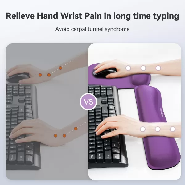 TECKNET Keyboard Wrist Rest and Mouse Pad with Wrist Support Memory Foam Set for ComputerLaptopMac Lightweight for Easy Typing ampamp Pain Relief Ergonomic Mousepad PinkPurple