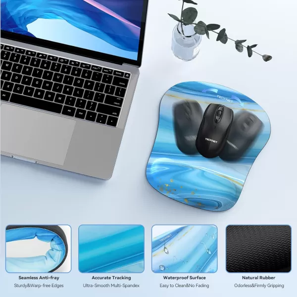 TECKNET Keyboard Wrist Rest and Mouse Pad with Wrist Support Memory Foam Set for ComputerLaptopMac Lightweight for Easy Typing ampamp Pain Relief Ergonomic Mousepad PinkLight Blue