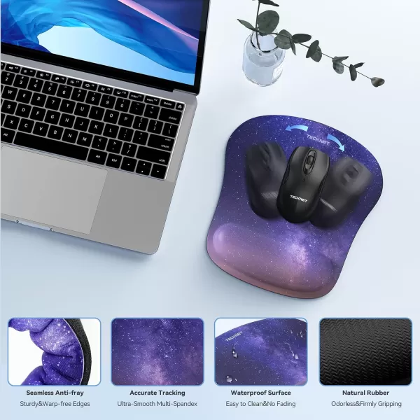 TECKNET Keyboard Wrist Rest and Mouse Pad with Wrist Support Memory Foam Set for ComputerLaptopMac Lightweight for Easy Typing ampamp Pain Relief Ergonomic Mousepad PinkDark Purple Galaxy