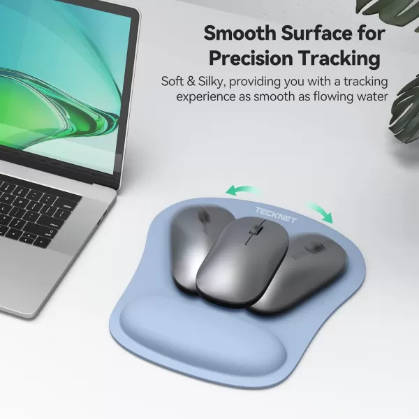 TECKNET Keyboard Wrist Rest and Mouse Pad with Wrist Support Memory Foam Set for ComputerLaptopMac Lightweight for Easy Typing ampamp Pain Relief Ergonomic Mousepad PinkMorandi Blue