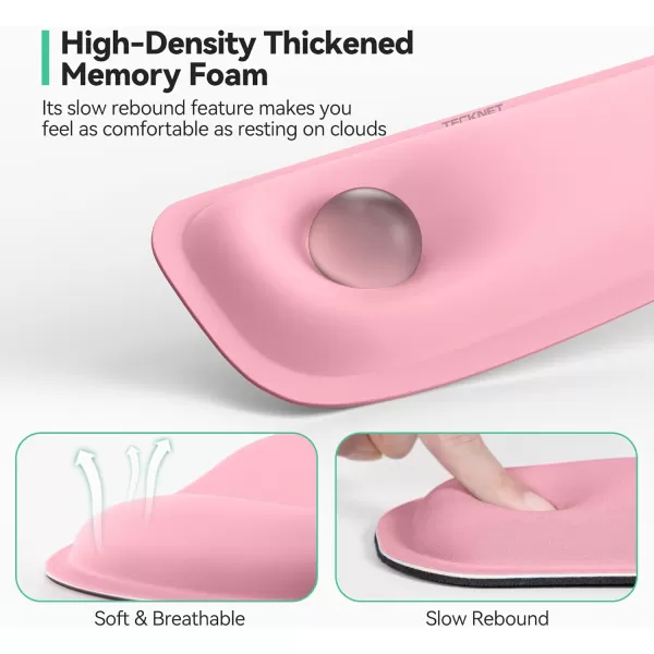 TECKNET Keyboard Wrist Rest and Mouse Pad with Wrist Support Memory Foam Set for ComputerLaptopMac Lightweight for Easy Typing ampamp Pain Relief Ergonomic Mousepad PinkMorandi Pink