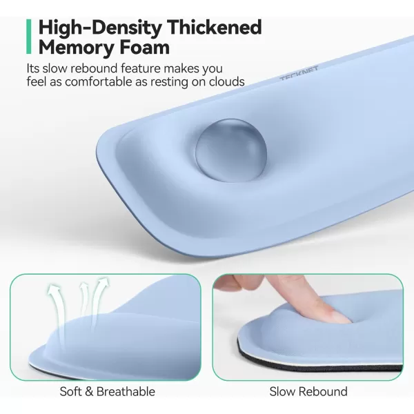 TECKNET Keyboard Wrist Rest and Mouse Pad with Wrist Support Memory Foam Set for ComputerLaptopMac Lightweight for Easy Typing ampamp Pain Relief Ergonomic Mousepad PinkMorandi Blue