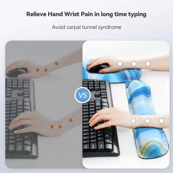 TECKNET Keyboard Wrist Rest and Mouse Pad with Wrist Support Memory Foam Set for ComputerLaptopMac Lightweight for Easy Typing ampamp Pain Relief Ergonomic Mousepad PinkLight Blue