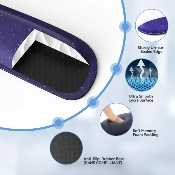TECKNET Keyboard Wrist Rest and Mouse Pad with Wrist Support Memory Foam Set for ComputerLaptopMac Lightweight for Easy Typing ampamp Pain Relief Ergonomic Mousepad PinkDark Purple Galaxy