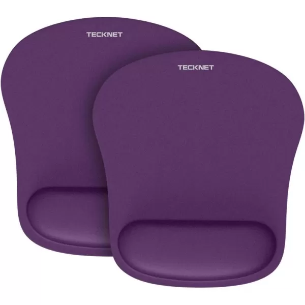 TECKNET 2 Pack Mouse Pad with Wrist Support Ergonomic Gaming Mouse Pad Pain Relief Portable Comfortable Mousepad for Computer Laptop Office Home NonSlip Base Waterproof Surface  Pink2 Pack Purple