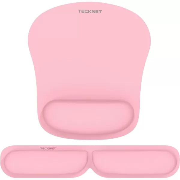 TECKNET Keyboard Wrist Rest and Mouse Pad with Wrist Support Memory Foam Set for ComputerLaptopMac Lightweight for Easy Typing ampamp Pain Relief Ergonomic Mousepad PinkMorandi Pink
