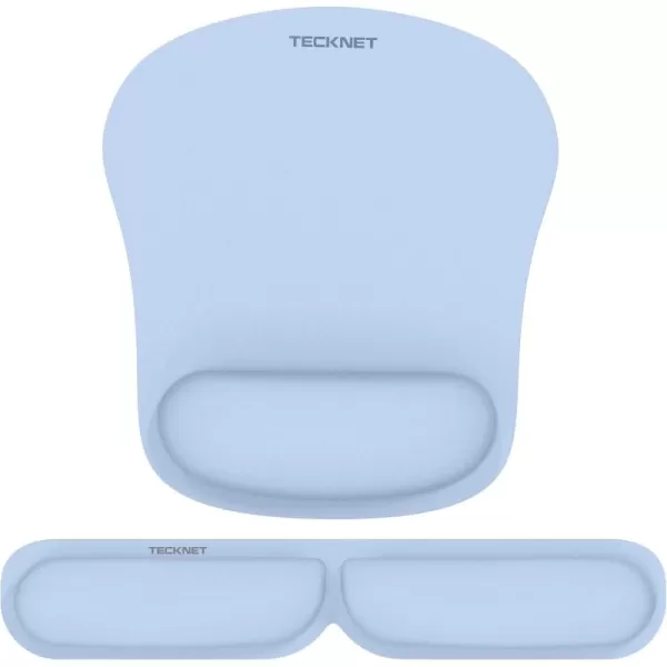 TECKNET Keyboard Wrist Rest and Mouse Pad with Wrist Support Memory Foam Set for ComputerLaptopMac Lightweight for Easy Typing ampamp Pain Relief Ergonomic Mousepad PinkMorandi Blue
