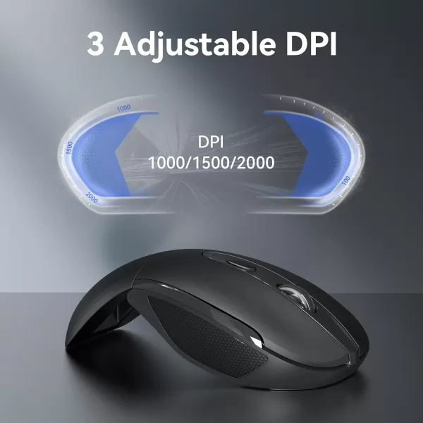 TECKNET Folding Wireless Mouse 24G Travel Mouse with USB Receiver Wireless Mouse for Laptop Notebook PC Computer Portable Mouse 3 Adjustable DPI 200015001000 24 Months Battery LifeBlack