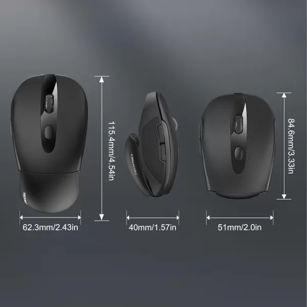 TECKNET Folding Wireless Mouse 24G Travel Mouse with USB Receiver Wireless Mouse for Laptop Notebook PC Computer Portable Mouse 3 Adjustable DPI 200015001000 24 Months Battery LifeBlack